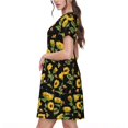 thumbnail image 2 of Easygdp Bees and Sunflowers para Vestido Transpirable de Mujer, Vestido Suelto de Manga Corta con Pliegues y Bolsillos para el Verano, 2 of 6