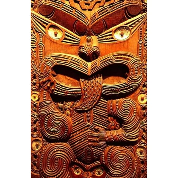 Danita Delimont PDDAU02DWA3573B Historic Maori Carving Otago Museum New Zealand Poster Print by David Wall, 12 x 17