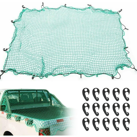 Cargo Net, 6.5ft X 10ft Cargo Nets, with 15 PCS Hooks, Heavy Duty Cargo Netting for SUV Boat Trailer Snowmobile Truck