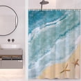 thumbnail image 3 of Beach Shower Curtain, Blue Ocean Shower Curtain for Bathroom Summer Starfish Waterproof Fabric Shower Curtain Set with Hooks, 72x84 Inch, 3 of 6