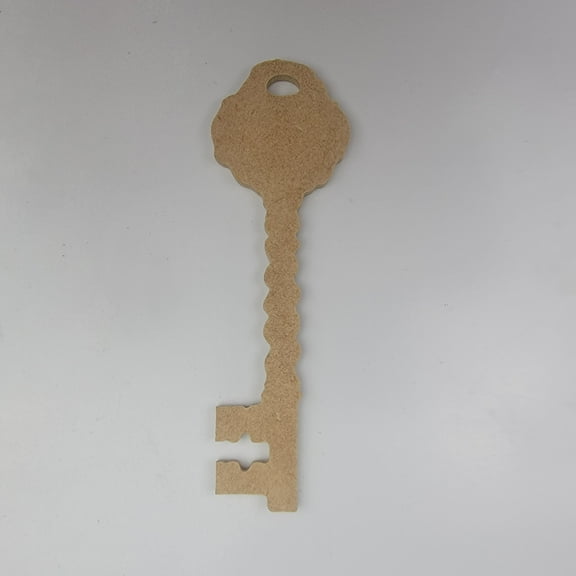 11" Skeleton Key, Unfinished MDF Art Shape by Wooden Craft Cutouts, 1-4 Thickness