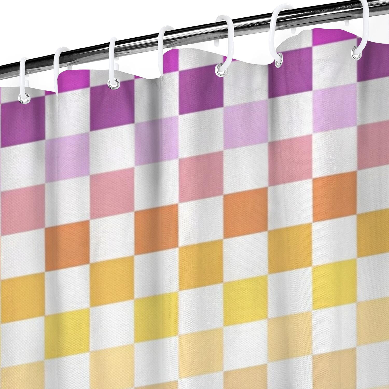 Colorful Gradient Checkerboard Checkered Pattern Shower Curtain 72"x72" ,Bathroom Decorative Shower Curtains Set with 12 Hooks,Modern Waterproof Washable Shower Curtain