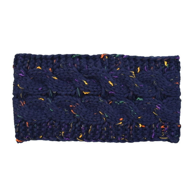 Bandeau Automne Coupe-Vent Tête Élastique Multicolore Réglable Large Dames Oreille Muffs Accessoires de Cheveux pour les Filles Marine + Fil Coloré