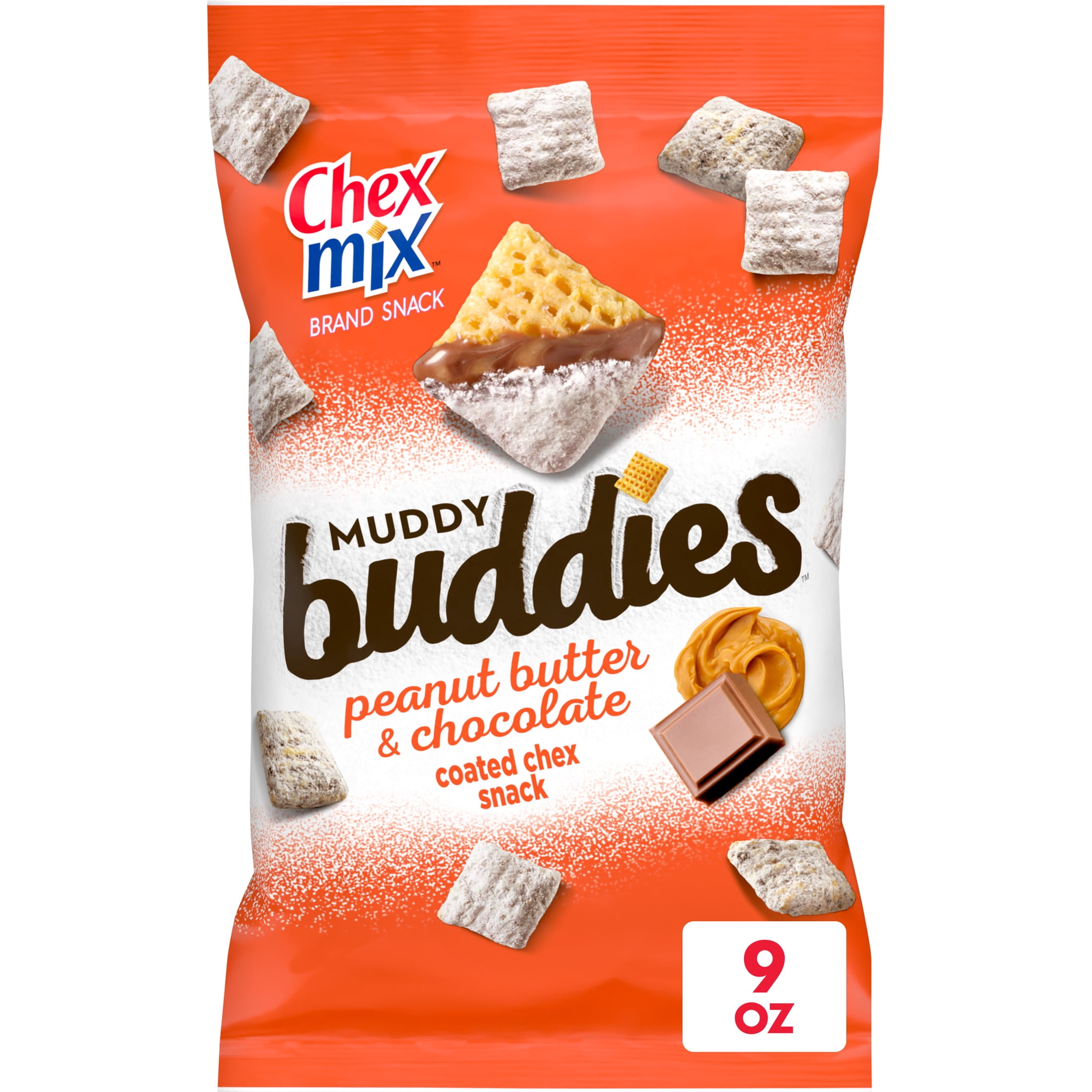 (5 pack) Chex Mix Muddy Buddies Peanut Butter and Chocolate Snack Mix, Snacks, 9 oz