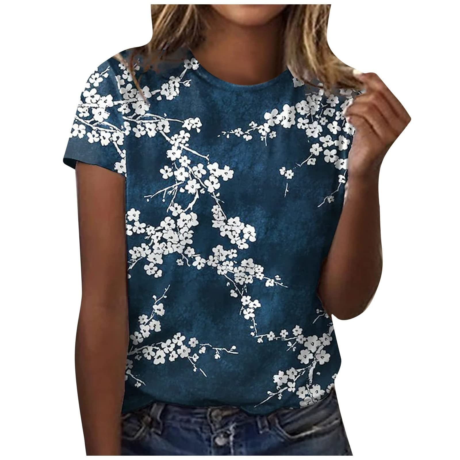 Shirt Tops Blouse Ladies Crew Neck 