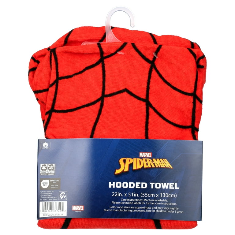 Spider-Man Kids Bath and Beach Hooded Towel Wrap, 51 x 22, 100