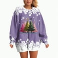 thumbnail image 5 of Towmus Womens Crewneck Long Sleeve Merry Christmas Graphic Sweatshirts Christmas Tree Bright Graphic Pullover Tops, 5 of 7