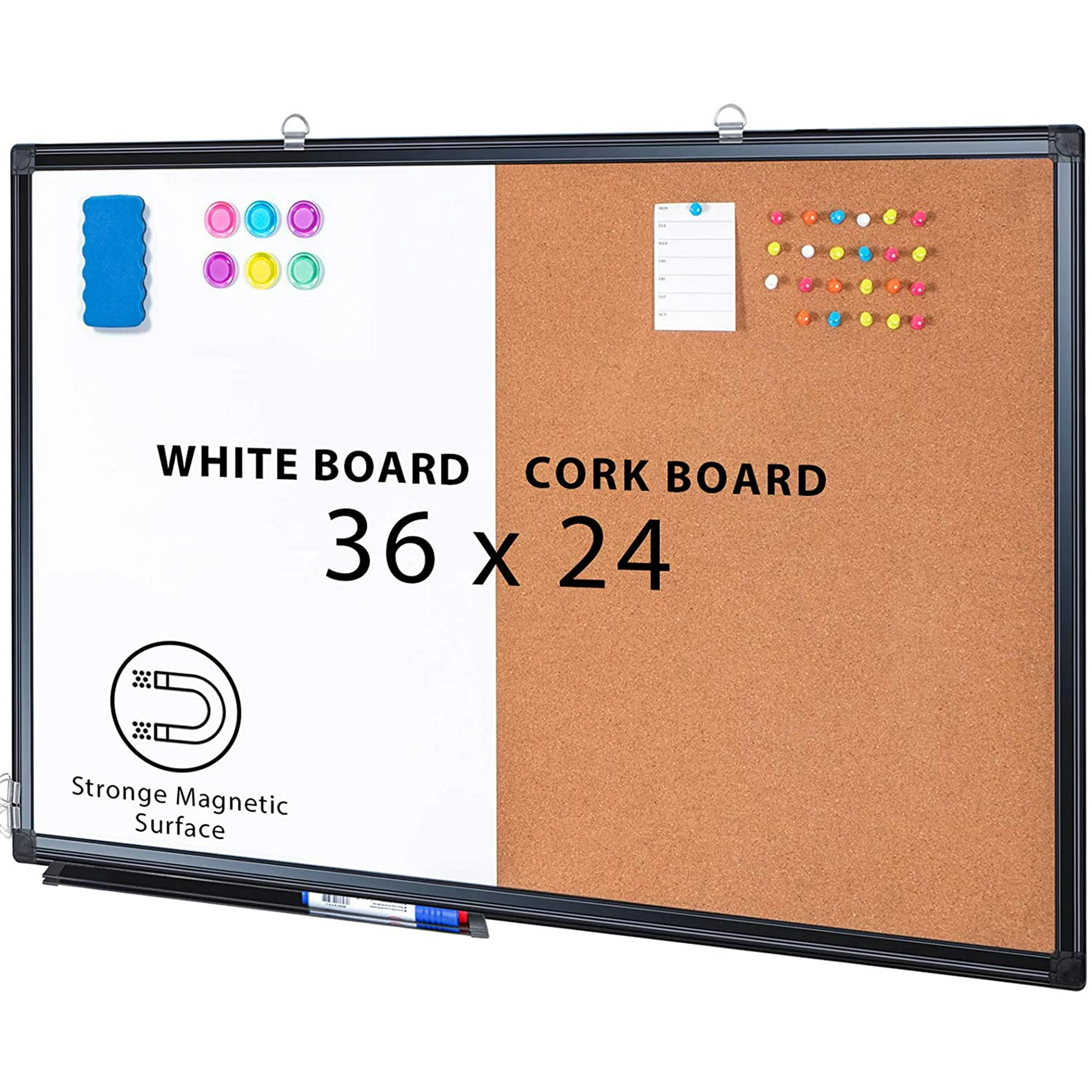 Combination Board, 36 x 24 Magnetic Whiteboard & Board, Dry Erase Board Bulletin Combo Board for Home Office | Walmart Canada