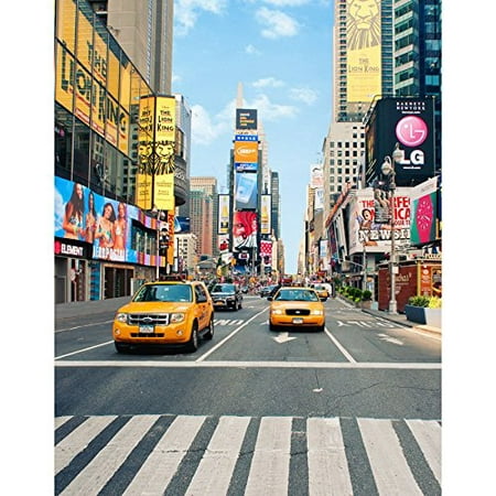 MOHome Polyster 5x7ft New York Time Square Street Taxi Photography Studio Backdrop