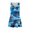 thumbnail image 4 of Huresd Tank Dress for Women 2024 A Line Flowy Mini Dress with Pocket V Neck Sleeveless Hawaiian Palm Tree Print Beach Dresses for Women Blue 3XL, 4 of 7