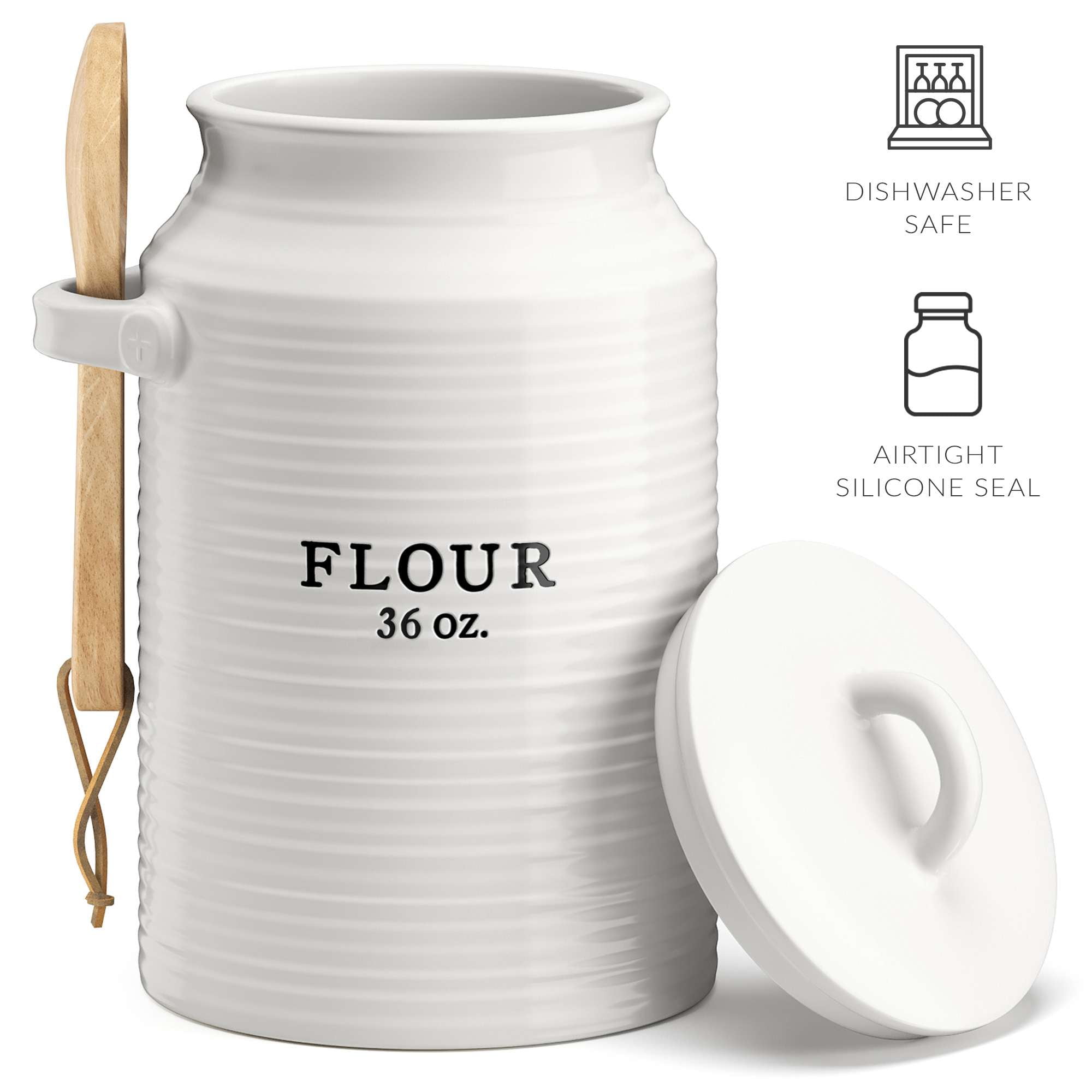 Flour Canister White Tin W Airtight Lid, Large Flour Containers, Food  Storage, Rustic Kitchen Jar, Farmhouse Bakery Decor, Women Baker Gifts 