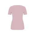thumbnail image 6 of Felirenzacia Women's Short Sleeves Ribbed Slim Fit Basic Tees Casual Short Sleeve V Neck Summer T Shirts Tops with Built in Bra Pink,S, 6 of 8