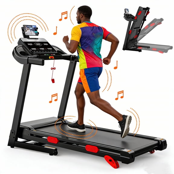 Treadmill with 10% Incline, Walking Pad Treadmills for Home Small, 4-in-1 Treadmill with Handles, Foldable Treadmill with 3.75 HP Quiet Brushless, 330 LBS Capacity