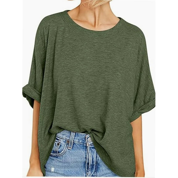 Oversized Tshirts for Women Summer Short Sleeve Casual Basic Tee Tops Loose Fit Shirts