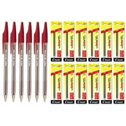 Pilot The Better Ballpoint Stick Pens, Fine Point Red Ink 6 Pens & 24 Refills