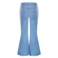 thumbnail image 2 of Yruioon Kids Girls Washed Flared Jeans Elastic Waist Wide Leg Bell Bottoms Denim Pants Casual Light Blue 10, 2 of 5