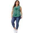 thumbnail image 3 of DARING DIVA Women's Plus Sleeveless Floral Print V Neck Tank Top 2X Green, 3 of 6