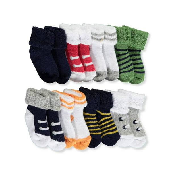Luvable Friends Baby Boys' Newborn Terry Socks 8Pack