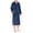 Satin Trim - Blue, variant on Mens Fleece Robe Warm Long Bathrobe for Men Bath, Plaid White Black
