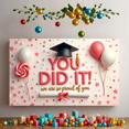 thumbnail image 1 of Graduation Cap Graduation Banner Diploma Achievement Banner Pink Balloons Lollipop Confetti Banner for Graduation Ceremony School Event Student Celebration, 1 of 5