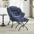 thumbnail image 4 of Vinsetto Lazy Chair with Ottoman, Modern Lounge Accent Chair with Armrests and Side Pocket, Ergonomic Design, Steel Frame, Navy Blue, 4 of 9