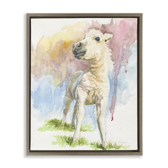 Stupell Industries Rustic Lodge Modern Foal Brown Floating Frame Canvas Art, 17 x 21, by Jennifer Redstreake