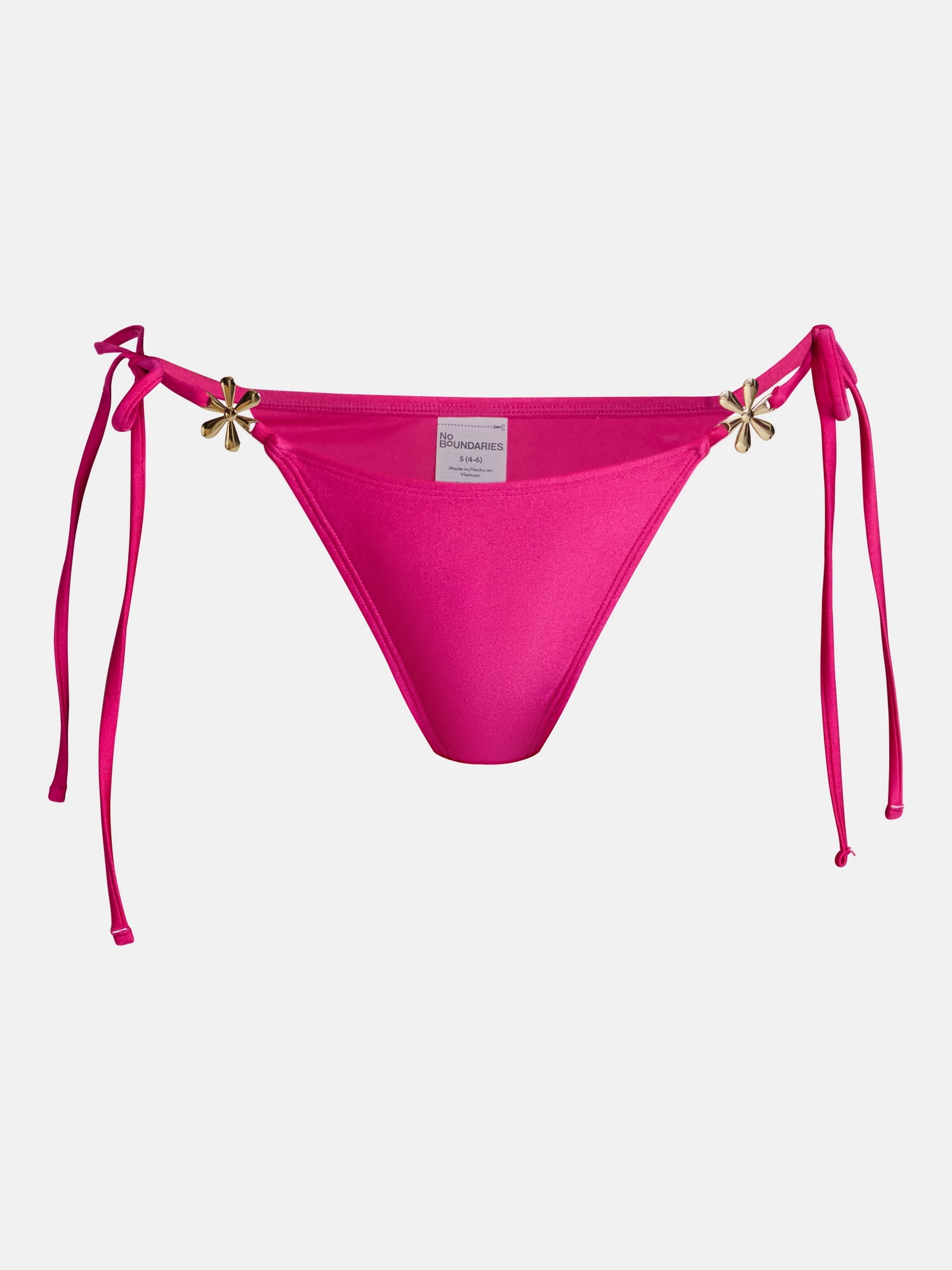 No Boundaries Low Waist Side Tie Bikini Bottoms, Women’s XXS-XXL