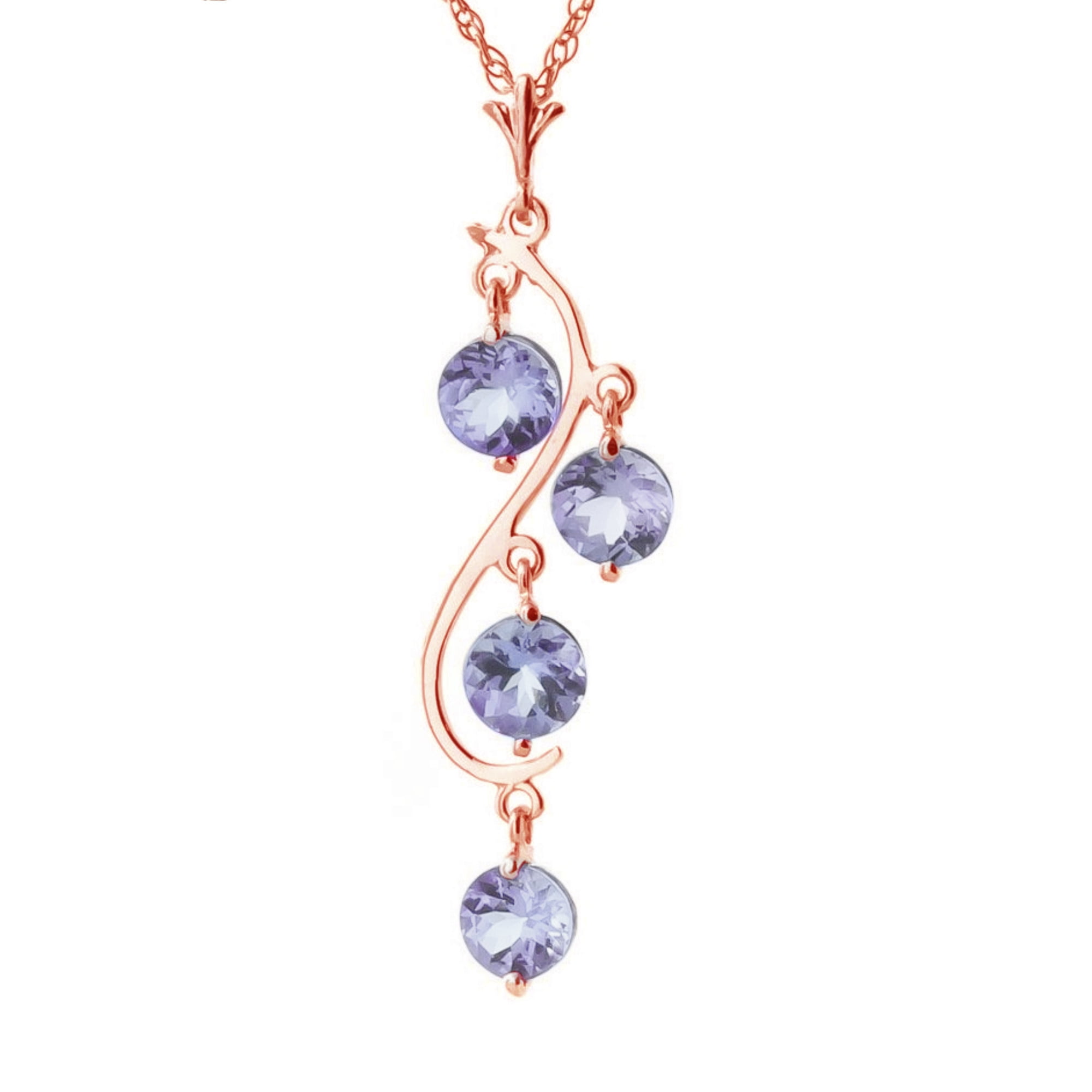 Galaxy Gold 14K Solid Gold Natural Tanzanite Pendant Necklace for Women - Rose Gold Fine Jewelry