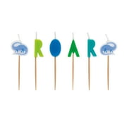 3" Blue & Green Dinosaur Birthday Pick Candles - 6 Pc.