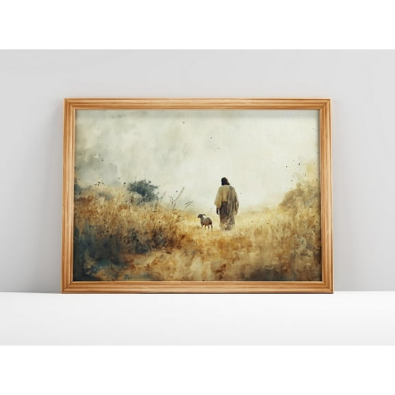 Jesus Leaves The 99, Good Shepherd, Jesus Christ Painting, Scripture Wall Art, Christian Gift, Christian Home Decor Wall Art, Modern Wall Decor, 8x12 UNFRAMED