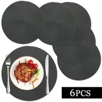 Braided Placemats for Dining Table Set of 6 - Round 15 inch Woven Heat Resistant Non-Slip Kitchen Table Mats, Black