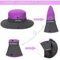 thumbnail image 3 of Sombreros para el sol plegables con protección UV para exteriores para mujer, sombrero de pesca de playa de ala ancha de malla con agujero para cola de caballo, 3 of 5