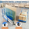 thumbnail image 5 of 2000LBS Heavy Duty Folding Platform Truck-Side Handrails-37x24 Inch Flatbed Computer Tower Cart-5" 360° Swivel Wheels-Blue | Two Brake Wheels+Two Global Wheels, 5 of 7