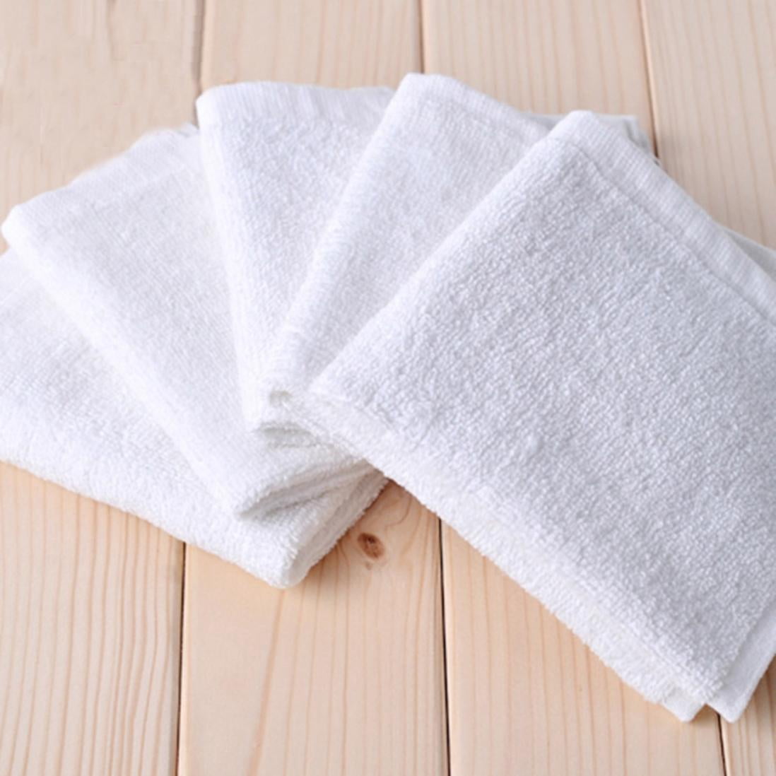 LYCAQL 24PCS Washcloth for Bathroom Kitchen, White Square Towel Pure Cotton Hotel Catering Aviation Disposable Hand Towel Hotel Food Hot Pot Restaurant Small Towel