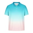 thumbnail image 3 of Mens Polo Shirts Short Sleeve Stretch Gradient Collar Shirts Regular Fit Outdoor Casual Casual Golf Tops,Light Blue,M, 3 of 5