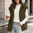 thumbnail image 2 of Cmfcve Womens Plus Size Winter Hooded Quilted Faux Suede Vest Full Zip Sleeveless Jacket Casual Warm Padded Outerwear, 2 of 8