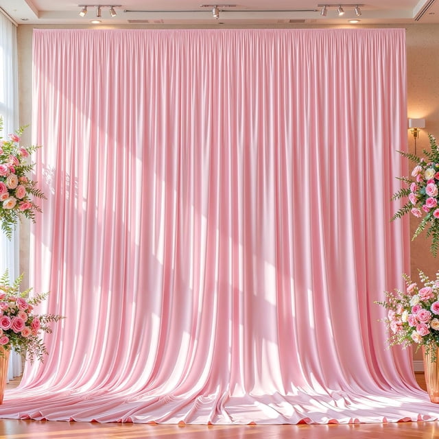Paneles de cortina de telón de fondo rosa de 10 x 12 pies para fiestas, cortina de fotos de poliéster sin arrugas, telón de fondo de boda para decoración de fiestas, fondo para fotografía