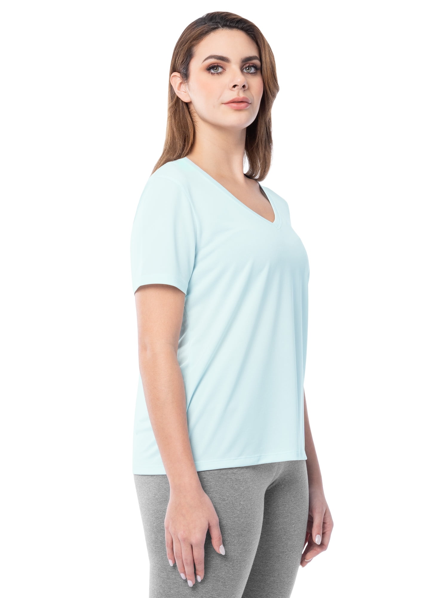 Athletic Works Women's Active Texture Knit V-Neck Tee, Sizes XS-XXXL
