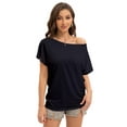 thumbnail image 3 of Womens Summer Off Shoulder Shirts Casual Loose Fit Short Sleeve Tunics Tops, 3 of 6
