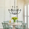 thumbnail image 2 of Black Chandeliers for Dining Room: 9-Light Farmhouse Dining Room Light Fixture, Rustic  Kitchen Island Lighting, Round Chandelier Light Fixture, for Living Room, Bedroom, Foyer, Entryway, 2 of 18
