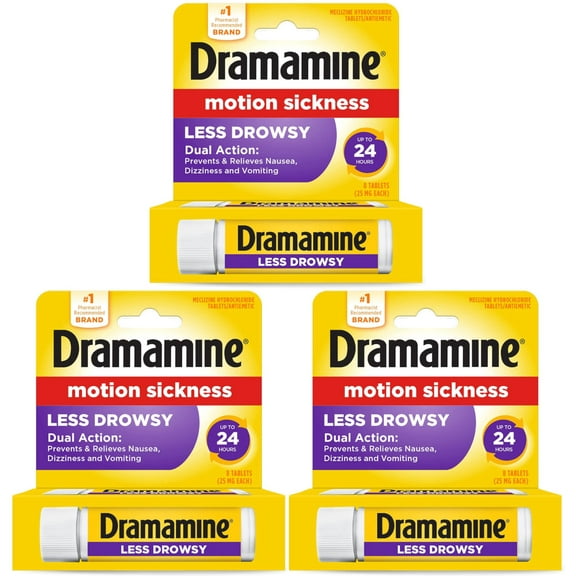 Dramamine Less Drowsy Formula Tablets - 8 Ea, 3 Pack
