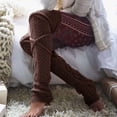 thumbnail image 3 of Women's Cable Knitted Thigh High Socks Extra Long Boot Socks Over Knee Leg Warmers Soft Winter Knit Stockings(Coffee), 3 of 5