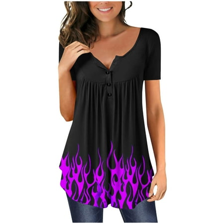 

QIPOPIQ Clearance Sweatshirts for Women Flame Printed Blazer Jacket Turtleneck Short Sleeve Coat