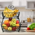 thumbnail image 2 of Sorbus Fruit Basket Display Stand, 2-Tier, for Vegetable, Fruit & Bread Counter Storage for Kitchen, Bathroom, Rectangular Antique Metal (Black), 2 of 7