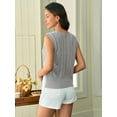 thumbnail image 2 of Women V Neck Sweater Vest Sleeveless Knit Solid Casual Ribbed Preppy Pullover Tops, 2 of 5