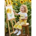 thumbnail image 5 of Cenuakty ﻿Little Girls 12M 18M 2T 3T 4T 5T Overalls Adorable Watermelon Flower Embroidery Sleeveless Square Collar Plaid Bell Bottoms Jumpsuit, 5 of 9