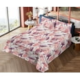 thumbnail image 4 of Ambesonne Leaves Pattern Fitted & Flat Sheet with Sham 3 Pcs Set, Grunge Leafy Artwork, Twin XL, Coral Plum Eggshell, 4 of 5