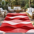 thumbnail image 3 of Outdoor Rug 6x9 ft Abstract Wave Pattern Texture Waterproof Outdoor Patio Rug Mat Non Slip Outside Area Rugs Carpet for RV,Camping,Porch,Deck,Pool,Balconybackyard,Red, 3 of 9