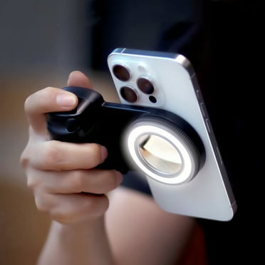 PUCACHI Magnetic Selfie Ring Light with Bluetooth Remote - Rechargeable Snap Grip Handle for iPhone, Smartphone Video/Photo Shooting Accessory