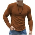 thumbnail image 3 of VBTAPA Waffle Long Sleeve Shirts for Men Slim Fit Stretch Workout Shirt Lightweight Textured Knit Thermal Underwear Tops Brown M, 3 of 7